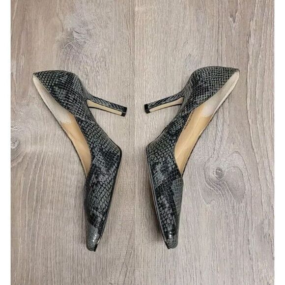 Worthington Leather Black & Gray Snake Skin Print Heels‎  - Size 7M - Picture 4 of 12